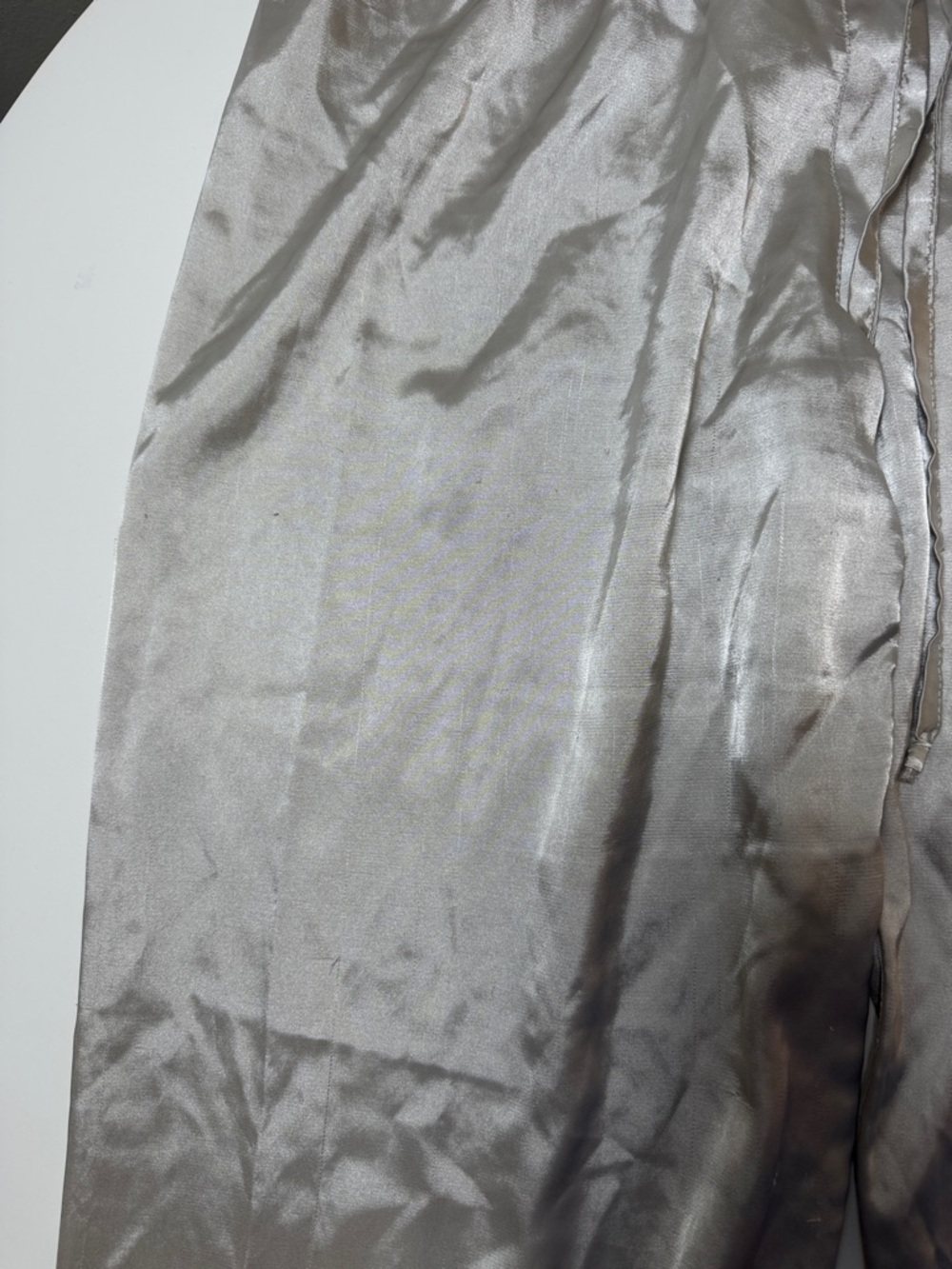 Silky Drawstring Pajama Pants in Light Silver - Picture 6 of 7